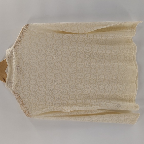 April Cornell Cream Lace Mesh Top Size Small Floral Lace Turtleneck Style - Picture 7 of 7